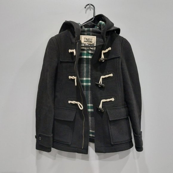 Aritzia TNA Black Wool Zip Up Peacoat XS - Picture 1 of 8